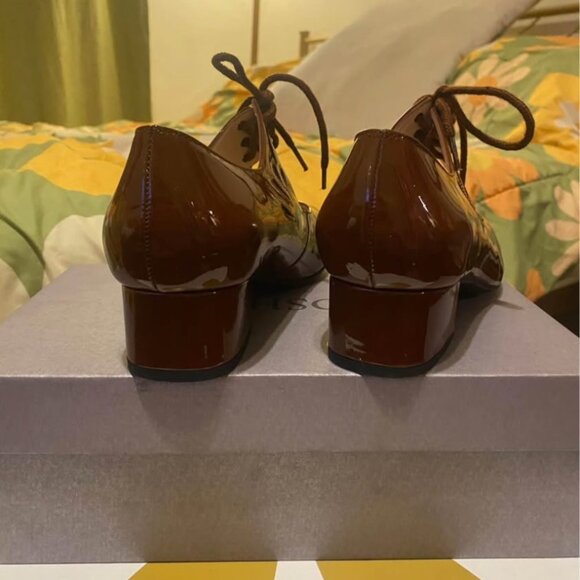 Brown Maryjane Retro Mod Kitten Heel Patent Leather - Picture 3 of 5